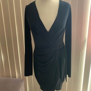 Criss cross mini black dress